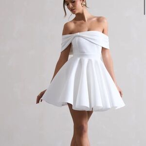 Club London White Off-Shoulder Mini Dress